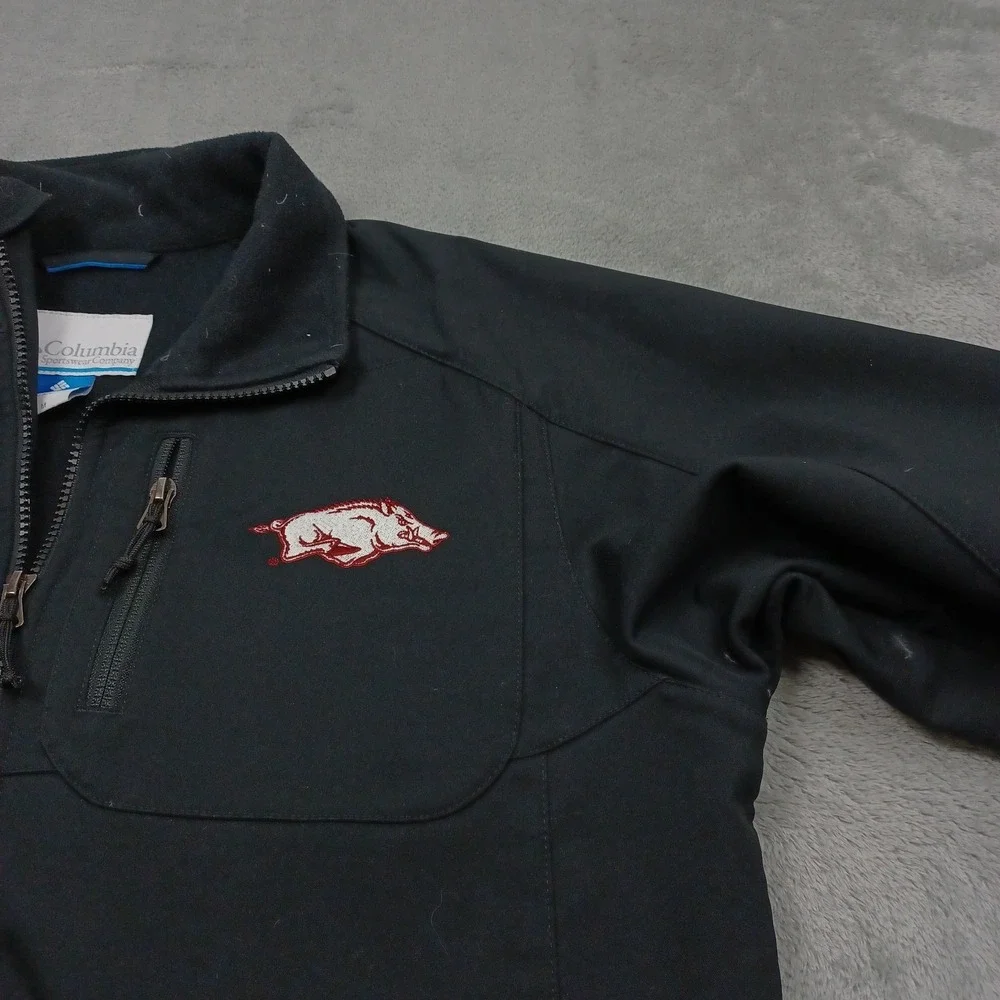 Arkansas Razorbacks Jacket Mens Medium Black Columbia Full Zip Outdoor